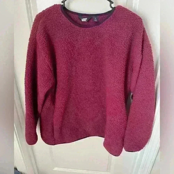 Land's End Sherpa Sweatshirt Long Sleeve Pullover Size Large - Picture 1 of 3